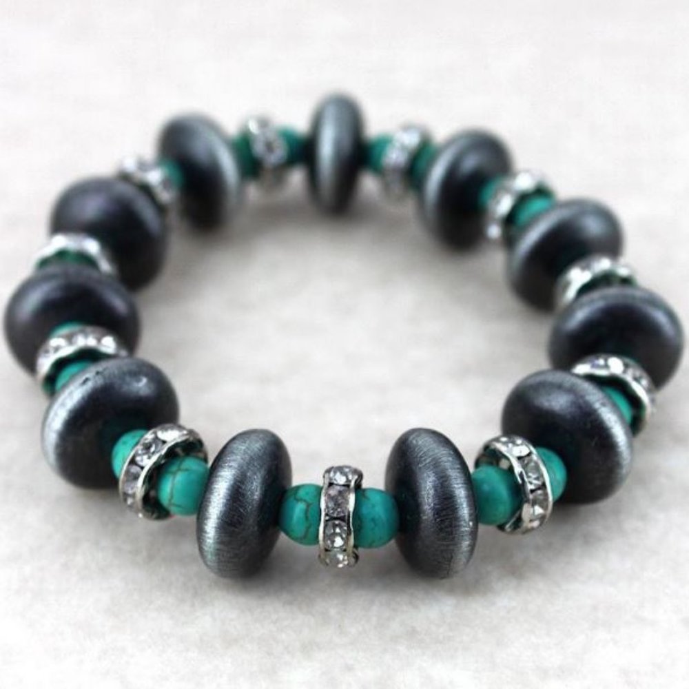Navajo Pearl Crystal Turquoise Bracelet